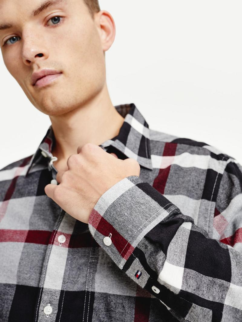 Férfi Tommy Hilfiger Check print overshirt Ingek Fekete Színes | HU 1020UZG